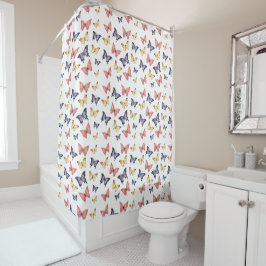 ピンクパープルの蝶々 シャワーカーテン