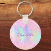 ピンクパープルはホログラフィックを乾燥させる キーホルダー (正面)