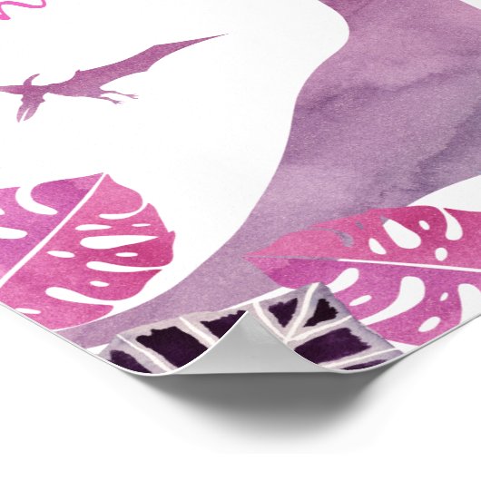 ピンクパープルは恐竜の誕生日標識を採用 ポスター (角)