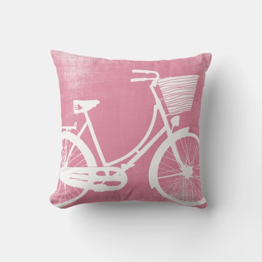 ピンクパープルまたは任意のカラーヴィンテージ自転車の枕 クッション (正面)