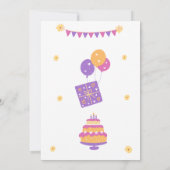 ピンクパープルよくはしゃぐ子供の誕生日シンプルの招待 招待状 (裏面)