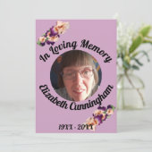 ピンクパープルアイリス記念写真記念カード 招待状 (スタンド正面)