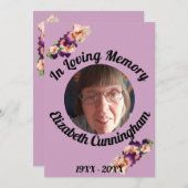 ピンクパープルアイリス記念写真記念カード 招待状 (正面/裏面)