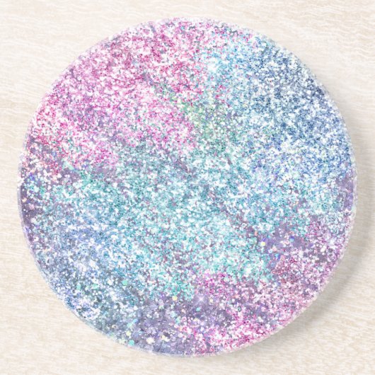 ピンクパープルアクアユニコーングリッタースパークル コースター (正面)