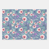 ピンクパープルアネモネス春屋外ブライダルシャワー ラッピングペーパーシート (正面3)