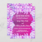 ピンクパープルアネモンフローラ結婚式の日付を保存 招待状 (正面/裏面)