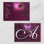 ピンクパープルアメジストダマスクモノグラム、明るい赤紫色 名刺 (正面/裏面)