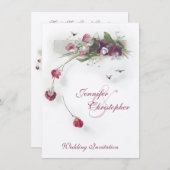 ピンクパープルアユの花結婚式招待状 招待状 (正面/裏面)