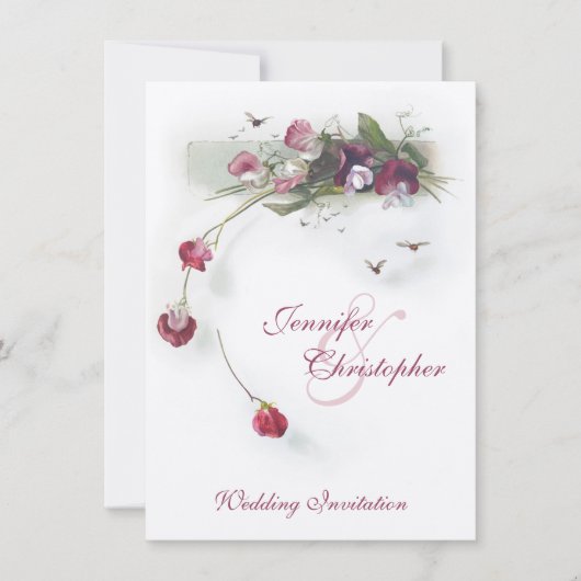 ピンクパープルアユの花結婚式招待状 招待状 (正面)