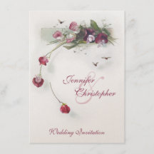 ピンクパープルアユの花結婚式招待状