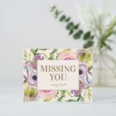 ピンクパープルイエローウォーター恋しく思カラーフローラ ポストカード (スタンド正面)