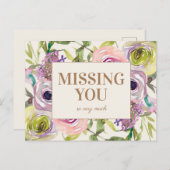 ピンクパープルイエローウォーター恋しく思カラーフローラ ポストカード (正面/裏面)