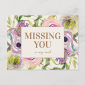 ピンクパープルイエローウォーター恋しく思カラーフローラ ポストカード (正面)