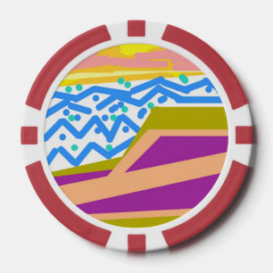 ピンクパープルイエローサンセットヨット ポーカーチップ