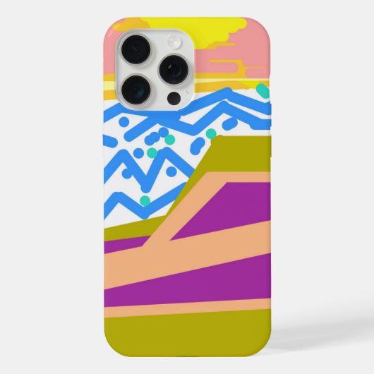ピンクパープルイエローサンセットヨット iPhoneケース (裏面)