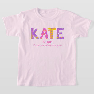 ピンクパープルイエローフラワースターズのケイト名 Tシャツ
