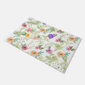 ピンクパープルイエローフローラシャビーシック ドアマット (アングル)