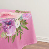 ピンクパープルイエローフローラ水彩テーブルクロス テーブルクロス (インサイチュ)