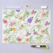 ピンクパープルイエローフローラ花誕生日 薄葉紙 (クラフト)
