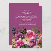 ピンクパープルイエローフローラ90誕生日 招待状 (正面/裏面)