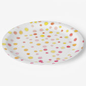 ピンクパープルイエロー水玉模様パーティー ペーパープレート (アングル)