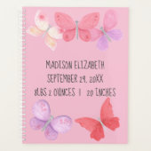 ピンクパープルイエロー蝶ベビー初年 プランナー手帳 (正面)