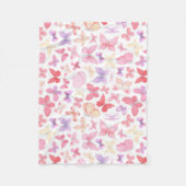 ピンクパープルイエロー蝶ベビー フリースブランケット (正面)