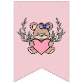 ピンクパープルウェルカムベビーガールベビーベビーシャワー バンティングフラッグ (第2の旗)