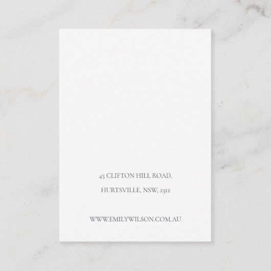 ピンクパープルウォーターのカラーテクスチャヘアクリップの表示 名刺 (裏面)