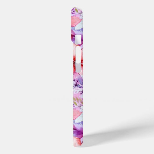 ピンクパープルウォーターの色のフローラパーソナライズされた名 Case-Mate iPhoneケース (裏面 / 左)