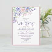 ピンクパープルウォーターの色のフローラ結婚ズ 招待状 (スタンド正面)