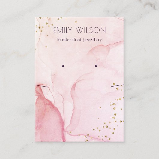 ピンクパープルウォーターカラーイヤリングネックレスディスプレイ 名刺 (正面)