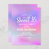 ピンクパープルウォーターカラースウィート16招待状 招待状 (正面/裏面)