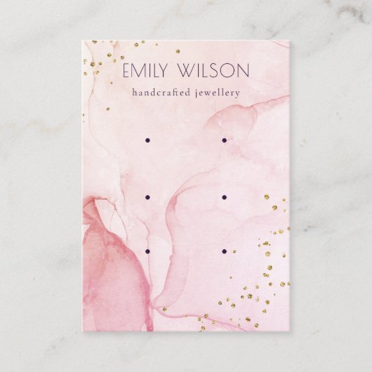 ピンクパープルウォーターカラーテクスチャ3イヤリングディスプレイ 名刺 (正面)