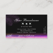 ピンクパープルウォーターカラーパーム葉ズ宝石モノグラム 名刺 (裏面)