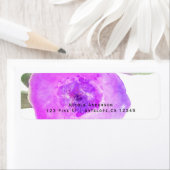 ピンクパープルウォーターカラーフラワーパーティの招待状 ラベル (インサイチュ)