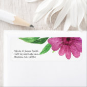 ピンクパープルウォーターカラーフラワーフローラ春 ポップ・アートの ラベル (インサイチュ)