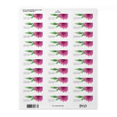 ピンクパープルウォーターカラーフラワーフローラ春 ポップ・アートの ラベル (フルシート)