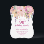 ピンクパープルウォーターカラーフローラ90th誕生日ブランチ 招待状<br><div class="desc">ソフト赤面ピンクパープル水彩フローラ90th誕生日ブランチ招待状このピンク水彩フローラ招待はあなたの特別なお祝いに最適である。このデザインは、水彩フローラ配置とタイポグラフィをアクセントにした白い背景を特徴とすカスタムる。情報を追加して外観を完成させる。</div>