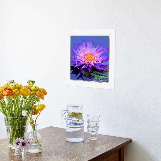 ピンクパープルウォーターリリー(フォイル名あり) 箔ポスター (レイダウン (キッチン))