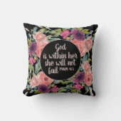 ピンクパープルウォーター色フローラキリスト教聖書 クッション (正面)