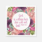 ピンクパープルウォーター色フローラキリスト教聖書 スタンダードカクテルナプキン (正面)