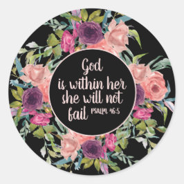 ピンクパープルウォーター色フローラキリスト教聖書 ラウンドシール