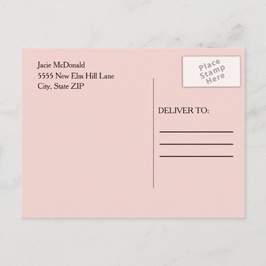 ピンクパープルウォーター色フローラ看護学校卒業 案内ポストカード (裏面)