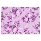 ピンクパープルエレガントフローラ ラージペーパーバッグ (裏面)