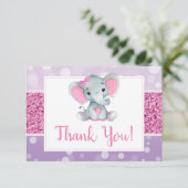 ピンクパープルエレファントサンキューカードシャワー誕生日 (スタンド正面)