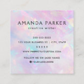 ピンクパープルオパールカスタムルックのロゴ スクエア名刺 (正面)