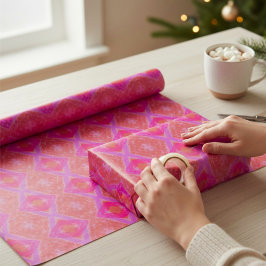 ピンクパープルオレンジクレヨンダイヤモンドジオメトリック ラッピングペーパー