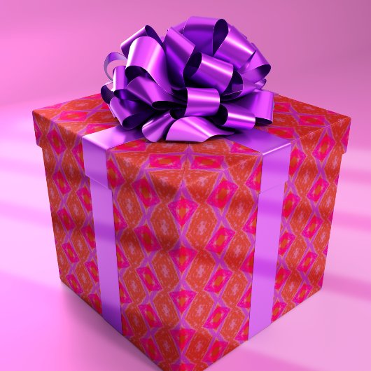 ピンクパープルオレンジクレヨンダイヤモンドジオメトリック ラッピングペーパー