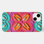 ピンクパープルオレンジグラニーカラフルスクエアクロシェ Case-Mate iPhoneケース (裏面 (横))